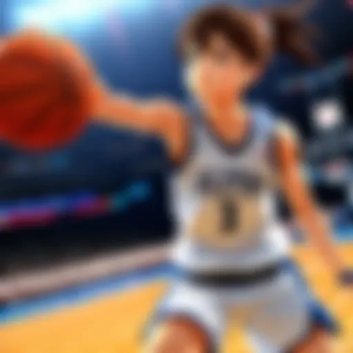 Dynamic basketball gameplay scene from Ahiru no Sora