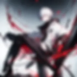 A striking visual of Kaneki in a moment of transformation, showcasing his dual nature.