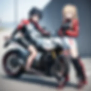 A dynamic scene showcasing the excitement of motorcycle racing in Bakuon