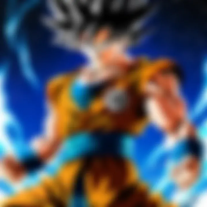 A detailed artwork of Goku in an action pose showcasing his transformation