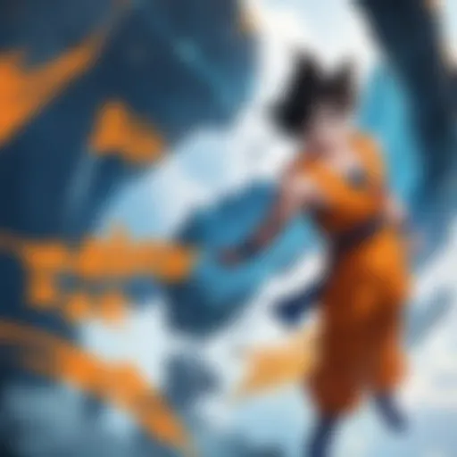 An epic battle scene showcasing Goku in action