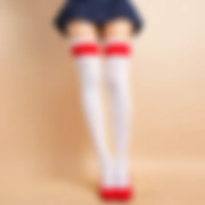 A vibrant collection of anime thigh high socks showcasing various designs and patterns