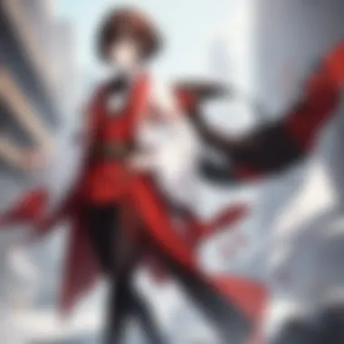 Intricate Costume Elements of Dazai Osamu Cosplay A detailed Dazai Osamu cosplay with intricate costume elements