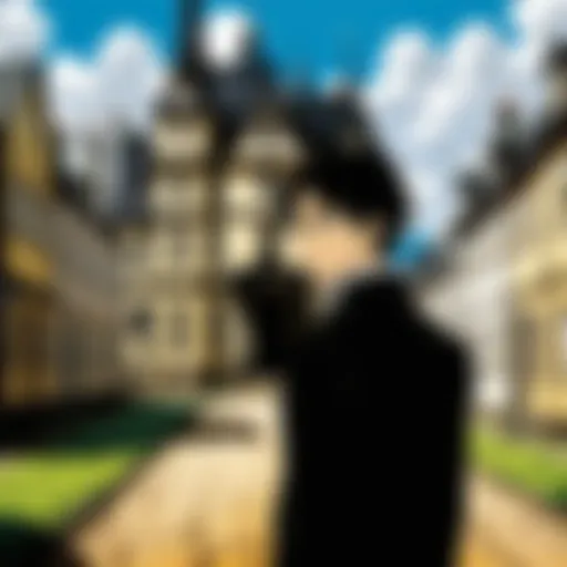 A detailed illustration of the vintage European town setting from 'Gosick'