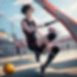 Dynamic volleyball action scene from Haikyuu