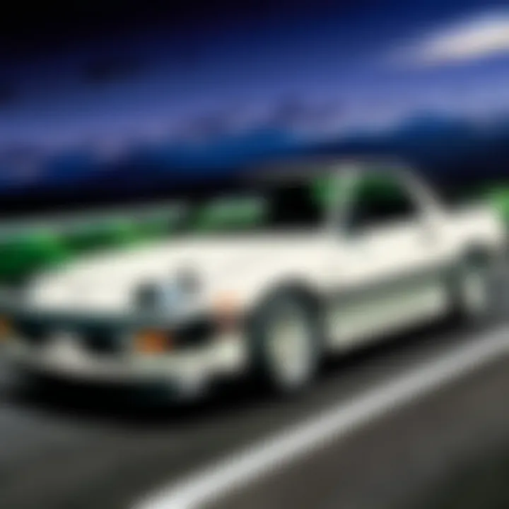 Iconic car drifting on a mountain road