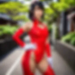 Mai Sakurajima in a captivating pose showcasing her distinctive outfit