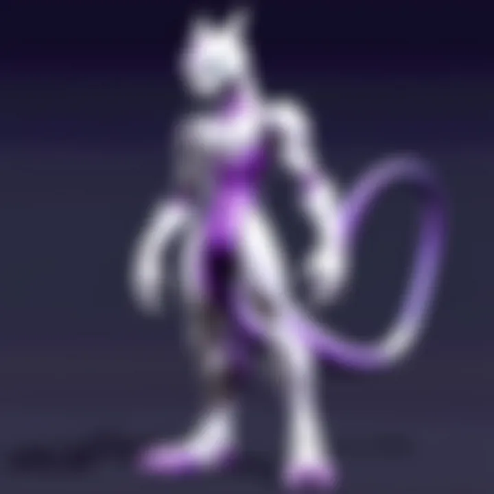 Concept art highlighting Mewtwo's design evolution over time.