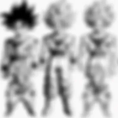 Illustration depicting the evolution of character designs in Super Dragon Ball Z