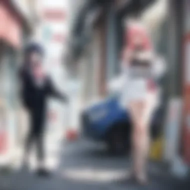 A scene depicting the playful interactions typical of the anime playboy archetype.