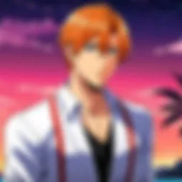 An intricate illustration of a dating sim game interface with vibrant colors and captivating choices.