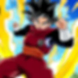 An epic battle scene showcasing powerful characters from Dragon Ball Heroes
