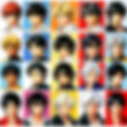 An intricate illustration showcasing the evolution of shonen characters over the decades.
