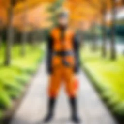 A detailed Naruto cosplay showcasing the character's signature outfit and accessories.