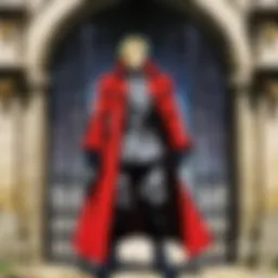The Elric brothers standing in front of the iconic Gate of Truth.