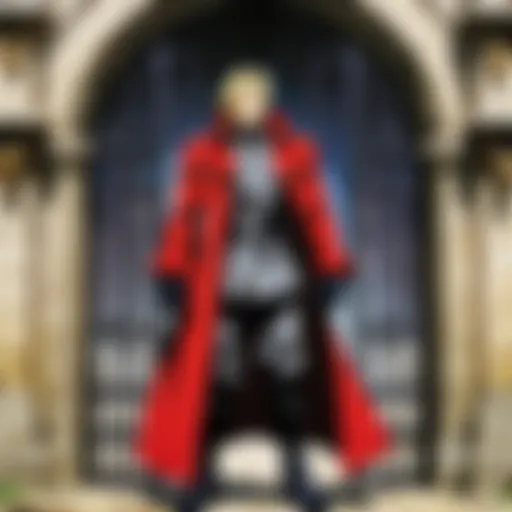The Elric brothers standing in front of the iconic Gate of Truth.