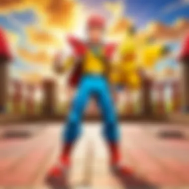 Dynamic Pokémon Battle Arena A vibrant scene depicting Pokémon battling in a dynamic arena
