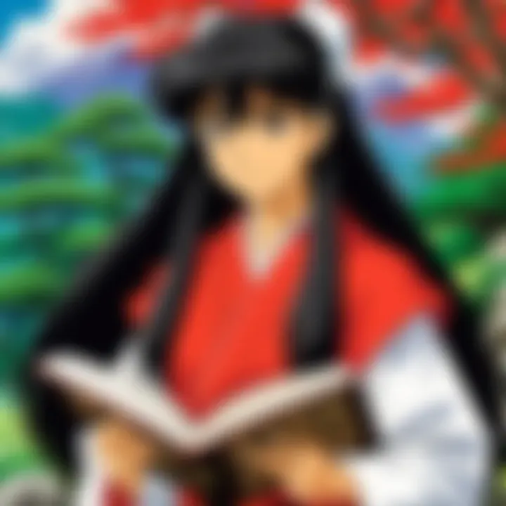 Person reading Inuyasha manga on a tablet device.