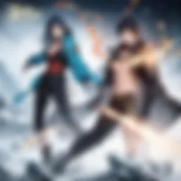 A dynamic scene showcasing the intense battle between Kenshiro and his opponents.