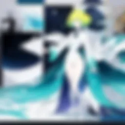 A stunning illustration showcasing the vibrant color palette used throughout Houseki no Kuni.