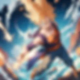 Epic battle scene from Dragon Ball series showcasing Goku's iconic Kamehameha