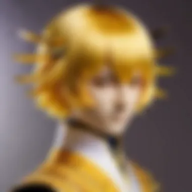 Close-up of the Kurapika wig showcasing its intricate design and color.