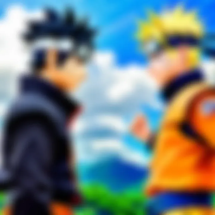 Naruto and Sasuke showcasing their rivalry