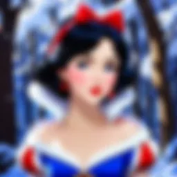 Artistic depiction of Snow White in a contemporary anime style