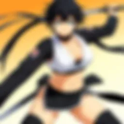 A dynamic scene depicting a battle between ninjas from Senran Kagura