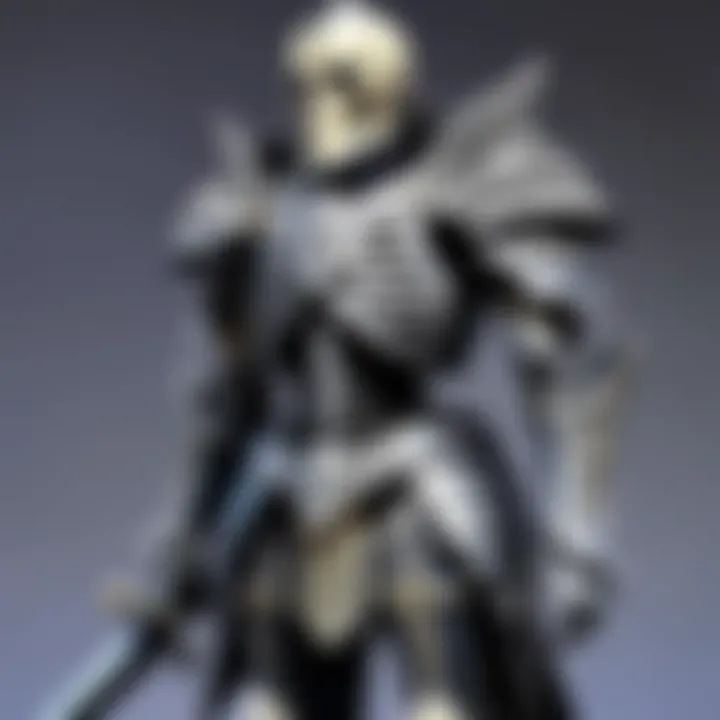 An illustration of the main character showcasing intricate armor details