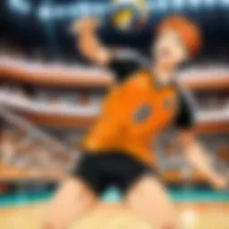 A vibrant illustration of a volleyball match, showcasing the intensity and energy of the sport.