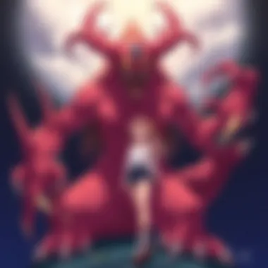 An illustration depicting the evolution of monster anime through different art styles