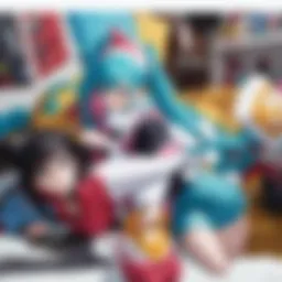 Colorful array of anime figures displayed on a shelf