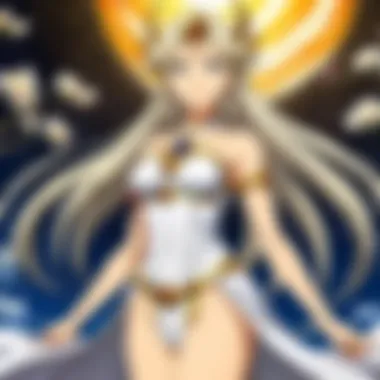 Mystical Goddess in Anime A depiction of a mystical goddess surrounded by ethereal elements.