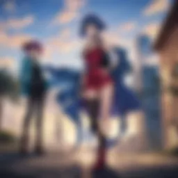 A captivating scene showcasing the main characters of Yu-Gi-Oh in a duel